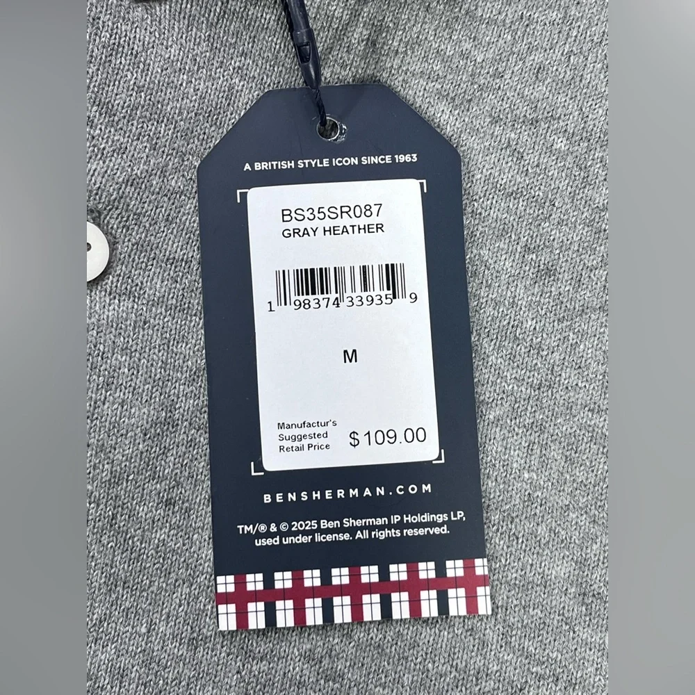 Ben Sherman Men’s Gray Long Sleeve Button Collar Pullover Sweater. Medium - Picture 8 of 9